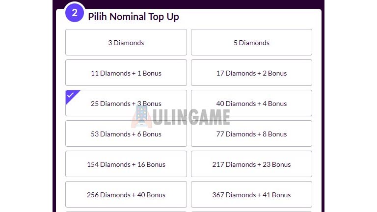 Pilih Nominal Diamond